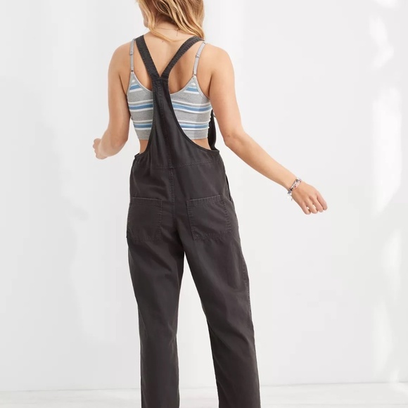 Aerie Work & Play Twill Overalls in Charcoal Size XL - Picture 2 of 6